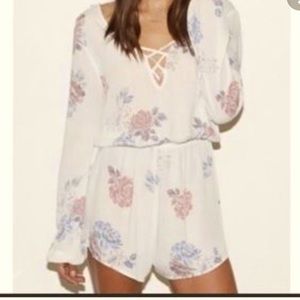 KENDALL & KYLIE Cream Floral Ladder Neck Rayon Romper